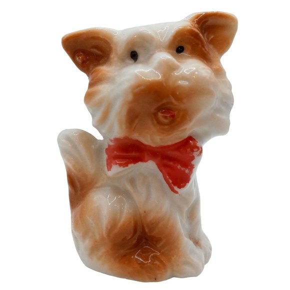 Vintage Terrier Dog Figurine Made in Japan Bowtie Bow Tie Figure - Picture 1 of 10